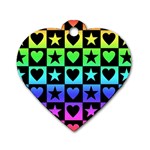 Rainbow Hearts & Stars Dog Tag Heart (One Side)