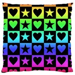 Rainbow Hearts & Stars Large Cushion Case (One Side)