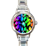 Rainbow Leopard Round Italian Charm Watch