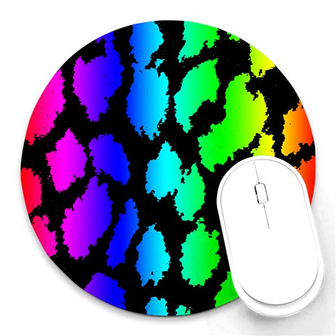 Rainbow Leopard Round Mousepad from ArtsNow.com Front