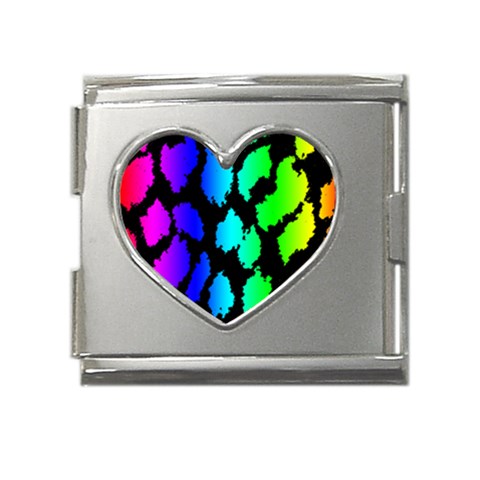Rainbow Leopard Mega Link Heart Italian Charm (18mm) from ArtsNow.com Front