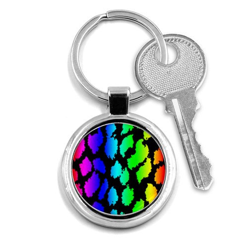 Rainbow Leopard Key Chain (Round) from ArtsNow.com Front