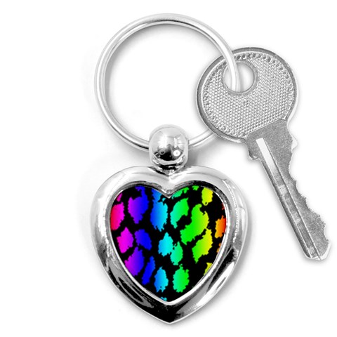 Rainbow Leopard Key Chain (Heart) from ArtsNow.com Front