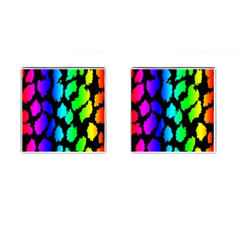 Rainbow Leopard Cufflinks (Square) from ArtsNow.com Front(Pair)