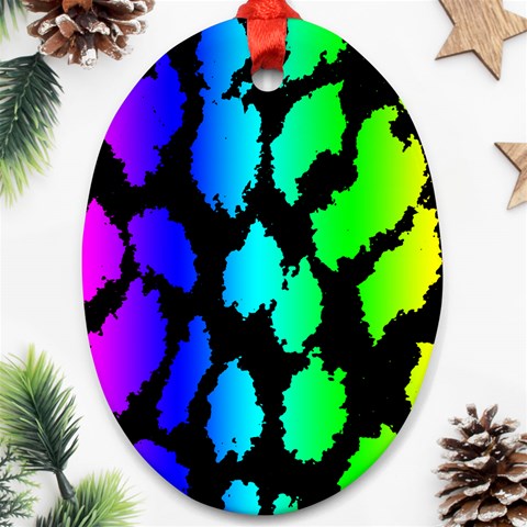 Rainbow Leopard Oval Ornament (Two Sides) from ArtsNow.com Front