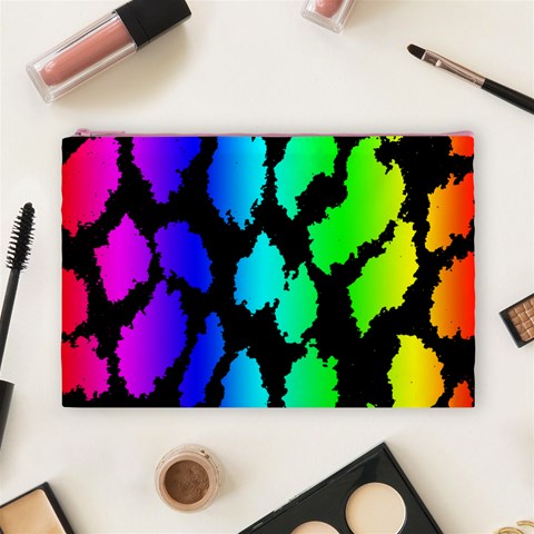 Rainbow Leopard Cosmetic Bag (Large) from ArtsNow.com Front