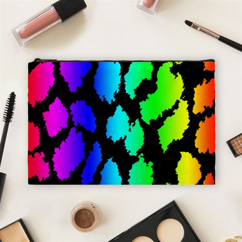 Rainbow Leopard Cosmetic Bag (Large) from ArtsNow.com Front