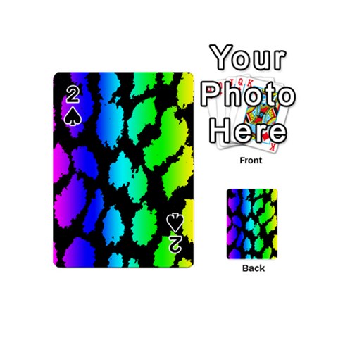 Rainbow Leopard Playing Cards 54 Designs (Mini) from ArtsNow.com Front - Spade2