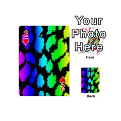 Rainbow Leopard Playing Cards 54 Designs (Mini) from ArtsNow.com Front - Heart2