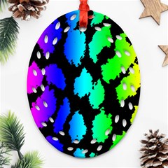 Rainbow Leopard Oval Filigree Ornament (Two Sides) from ArtsNow.com Front