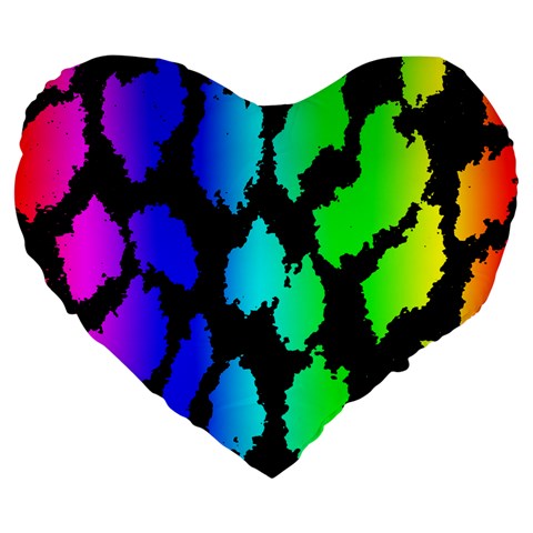 Rainbow Leopard Large 19  Premium Heart Shape Cushion from ArtsNow.com Front
