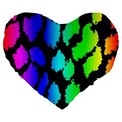 Rainbow Leopard Large 19  Premium Heart Shape Cushion from ArtsNow.com Front