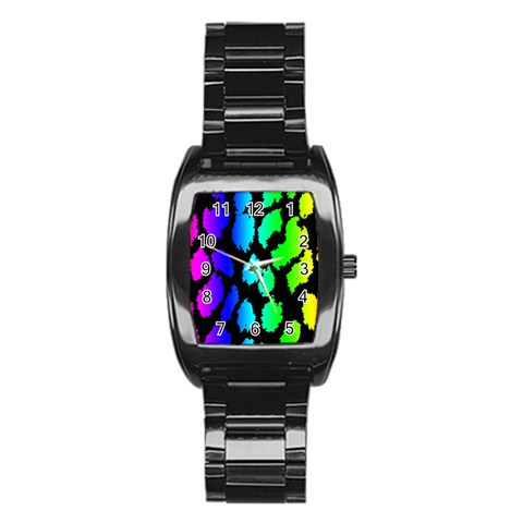 Rainbow Leopard Stainless Steel Barrel Watch from ArtsNow.com Front