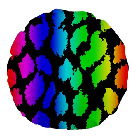 Rainbow Leopard Large 18  Premium Flano Round Cushion  from ArtsNow.com Front