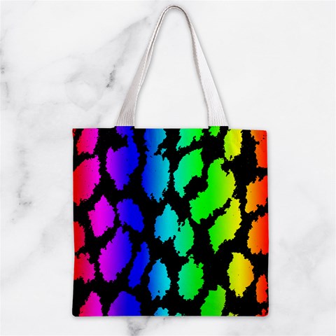 Rainbow Leopard Zipper Grocery Tote Bag from ArtsNow.com Front