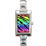 Rainbow Tiger Rectangle Italian Charm Watch