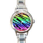 Rainbow Tiger Round Italian Charm Watch
