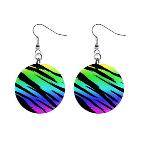 Rainbow Tiger 1  Button Earrings from ArtsNow.com Front