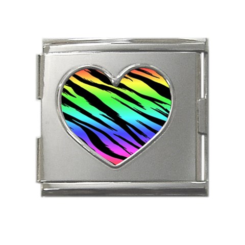 Rainbow Tiger Mega Link Heart Italian Charm (18mm) from ArtsNow.com Front