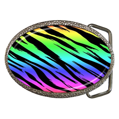 Rainbow Tiger Belt Buckle from ArtsNow.com Front