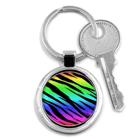 Rainbow Tiger Key Chain (Round) from ArtsNow.com Front
