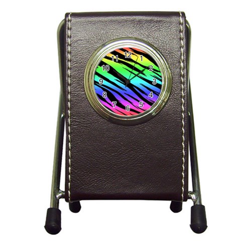 Rainbow Tiger Pen Holder Desk Clock from ArtsNow.com Front