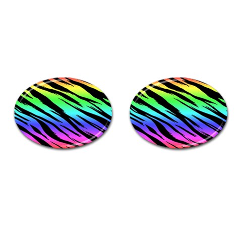Rainbow Tiger Cufflinks (Oval) from ArtsNow.com Front(Pair)