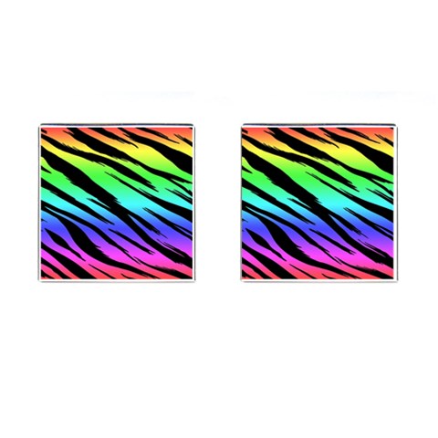 Rainbow Tiger Cufflinks (Square) from ArtsNow.com Front(Pair)