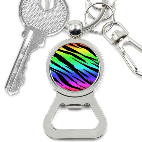 Rainbow Tiger Bottle Opener Key Chain from ArtsNow.com Front