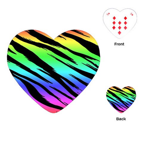 Rainbow Tiger Playing Cards Single Design (Heart) from ArtsNow.com Front