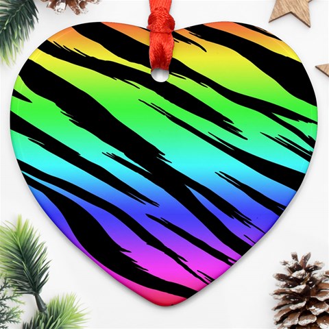 Rainbow Tiger Heart Ornament (Two Sides) from ArtsNow.com Front