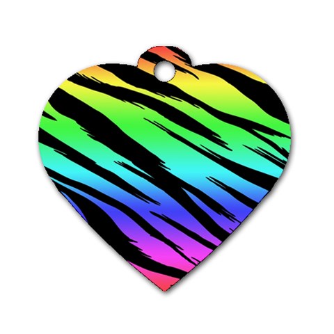 Rainbow Tiger Dog Tag Heart (One Side) from ArtsNow.com Front