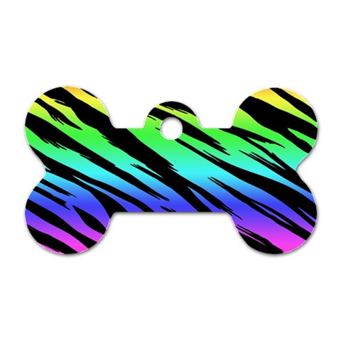 Rainbow Tiger Dog Tag Bone (Two Sides) from ArtsNow.com Front