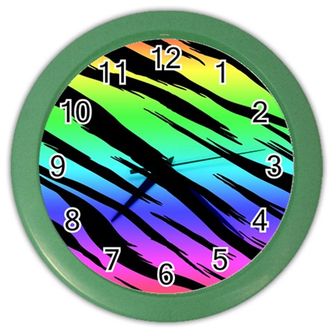 Rainbow Tiger Color Wall Clock from ArtsNow.com Front