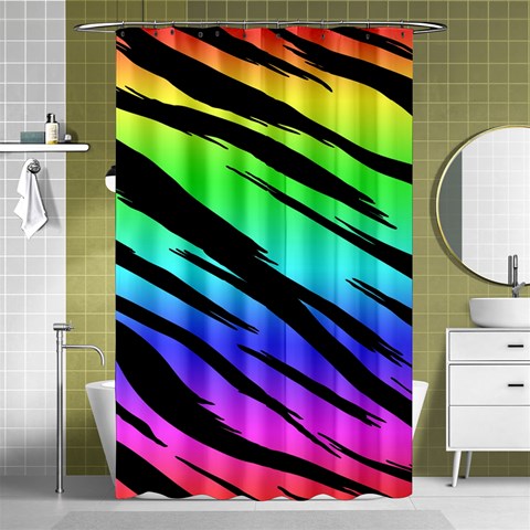 Rainbow Tiger Shower Curtain 48  x 72  (Small) from ArtsNow.com Curtain(48  X 72 ) - 42.18 x64.8  Curtain(48  X 72 )