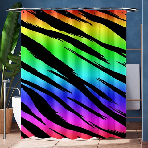 Rainbow Tiger Shower Curtain 60  x 72  (Medium) from ArtsNow.com 60 x72  Curtain