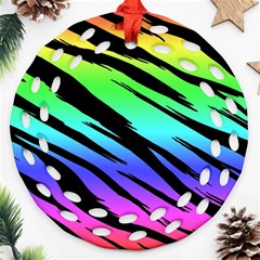 Rainbow Tiger Round Filigree Ornament (Two Sides) from ArtsNow.com Front