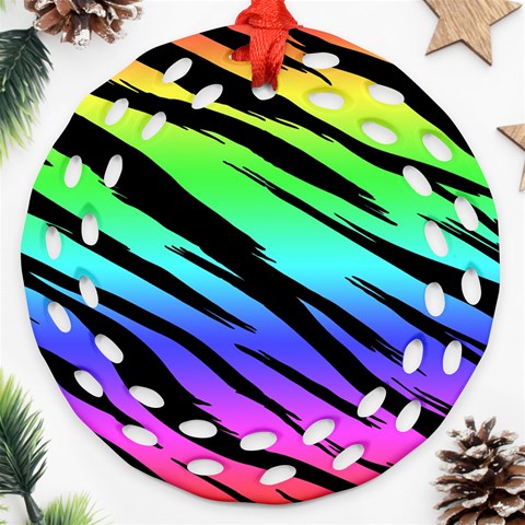 Rainbow Tiger Round Filigree Ornament (Two Sides) from ArtsNow.com Back
