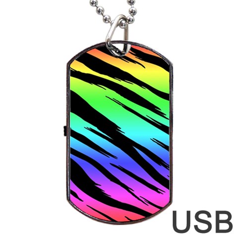 Rainbow Tiger Dog Tag USB Flash (Two Sides) from ArtsNow.com Front