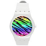 Rainbow Tiger Round Plastic Sport Watch (M)