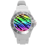 Rainbow Tiger Round Plastic Sport Watch (L)