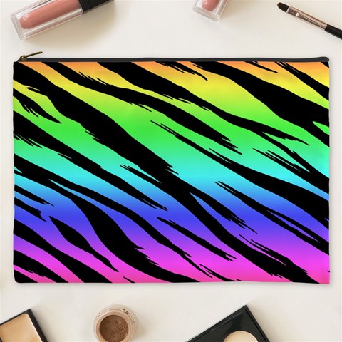 Rainbow Tiger Cosmetic Bag (XXXL) from ArtsNow.com Front