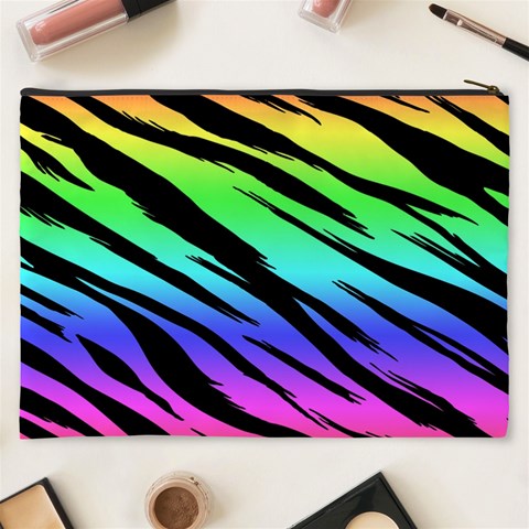 Rainbow Tiger Cosmetic Bag (XXXL) from ArtsNow.com Back