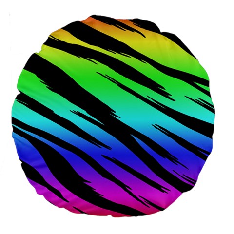 Rainbow Tiger Large 18  Premium Round Cushion  from ArtsNow.com Back