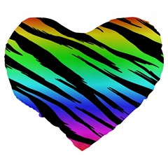 Rainbow Tiger Large 19  Premium Heart Shape Cushion from ArtsNow.com Back