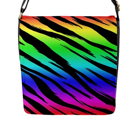 Rainbow Tiger Flap Closure Messenger Bag (L) from ArtsNow.com Front