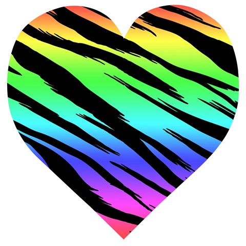 Rainbow Tiger Wooden Puzzle Heart from ArtsNow.com Front