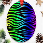 Rainbow Zebra Oval Ornament (Two Sides)