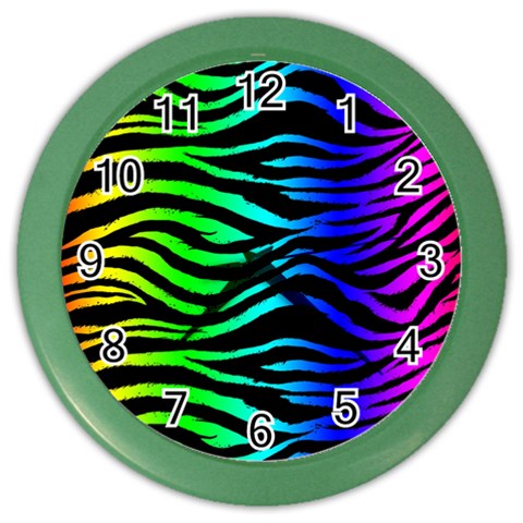 Rainbow Zebra Color Wall Clock from ArtsNow.com Front
