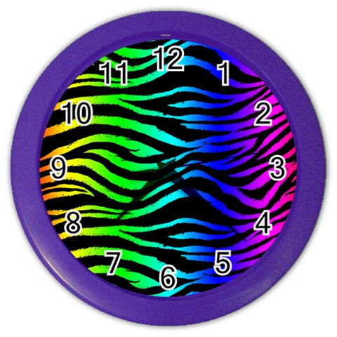Rainbow Zebra Color Wall Clock from ArtsNow.com Front